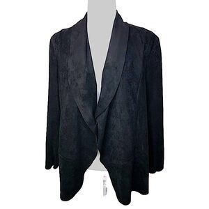 RAFFINALLA Faux Suede Waterfall Drape Lightweight Jacket Black Size:10